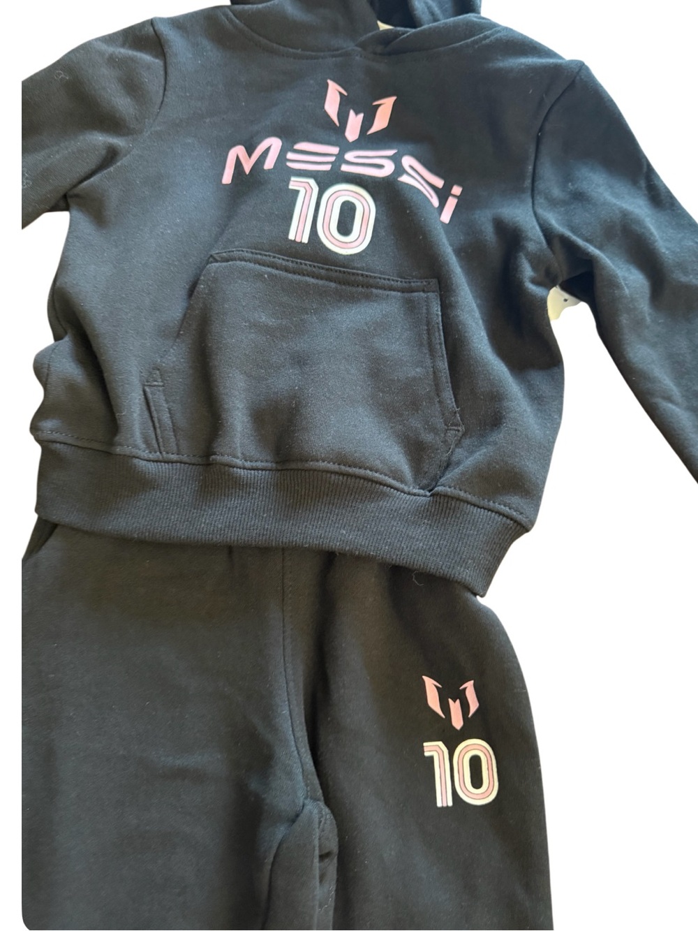 Lionel MESSI 10 Black Kids Hoodie & Sweatpants Set with Pink LogoSize 2T NWT - Picture 6 of 11